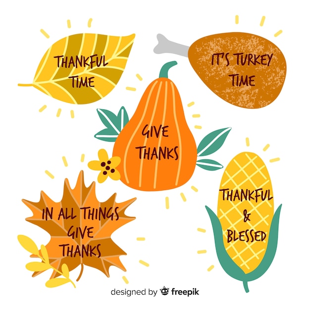 Free Vector hand-drawn thanksgiving badge collection