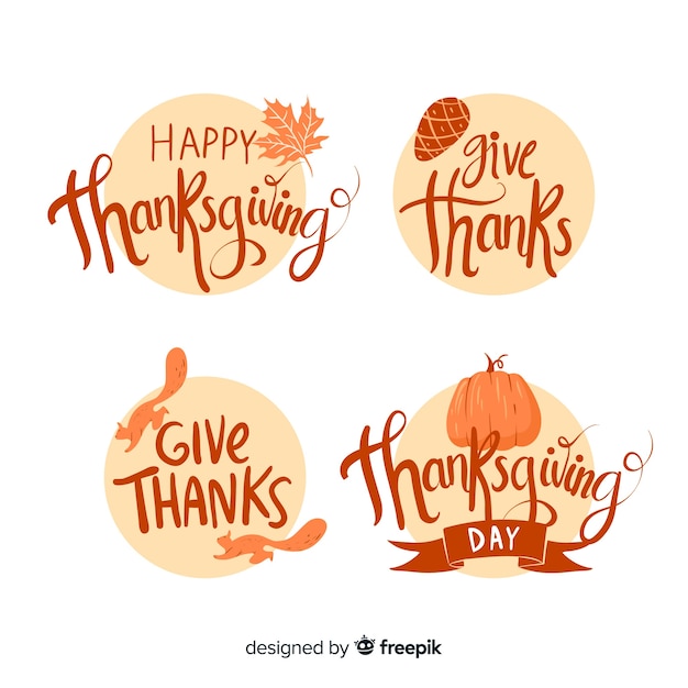 Free vector hand drawn thanksgiving badge collection