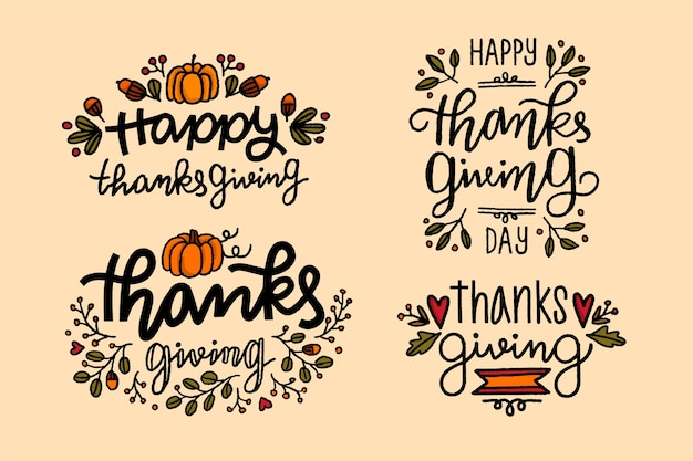 Free Vector hand drawn thanksgiving badge collection