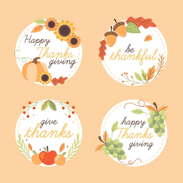 Hand drawn thanksgiving badge collection