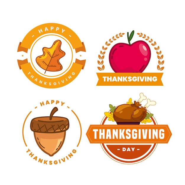 Hand drawn thanksgiving badge collection