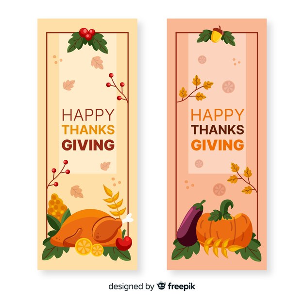 Hand drawn thanksgiving banners template