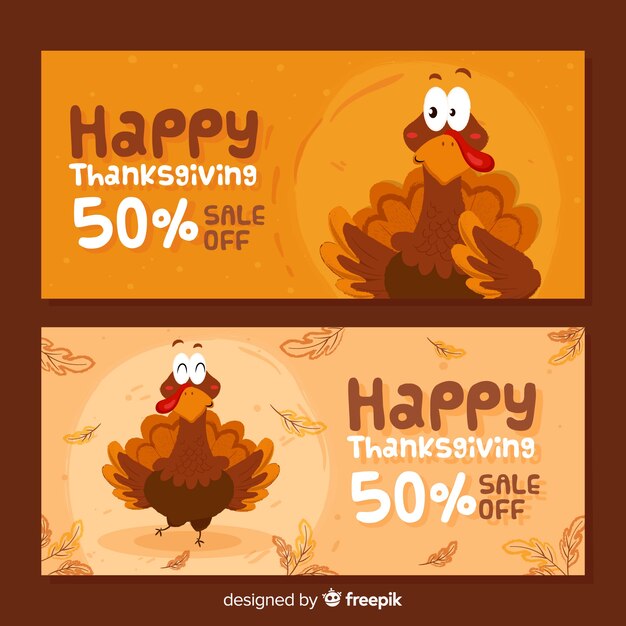 Hand drawn thanksgiving banners template