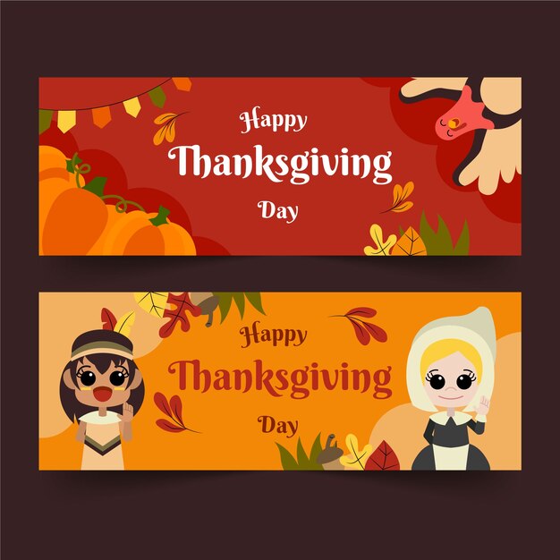 Hand drawn thanksgiving banners template