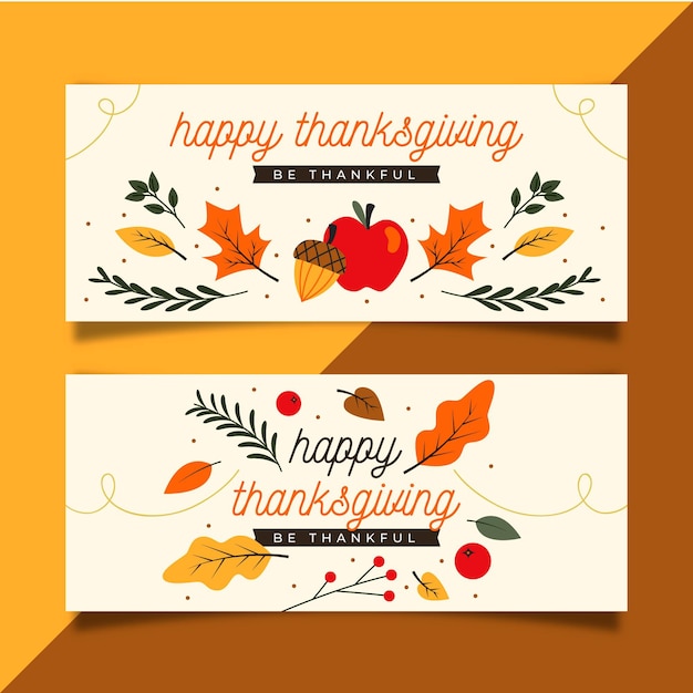 Hand drawn thanksgiving banners template