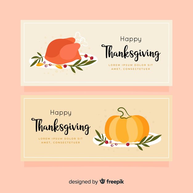 Hand-drawn thanksgiving banners