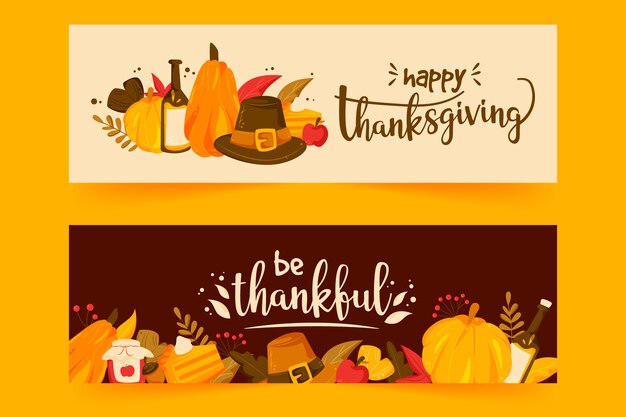 Hand drawn thanksgiving banners