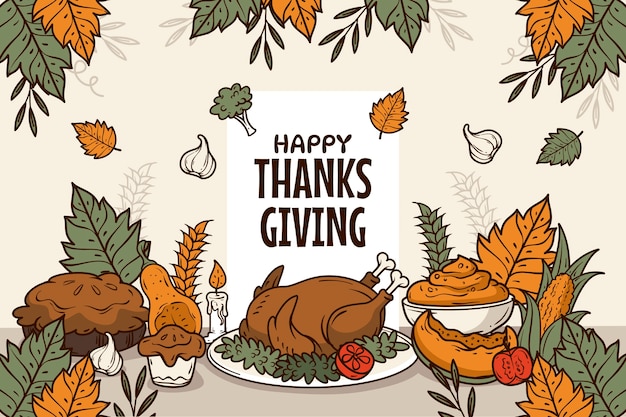 Free Vector hand drawn thanksgiving celebration background