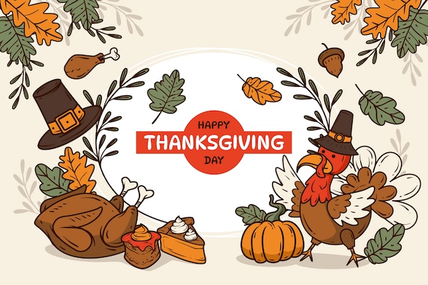 Hand drawn thanksgiving celebration background