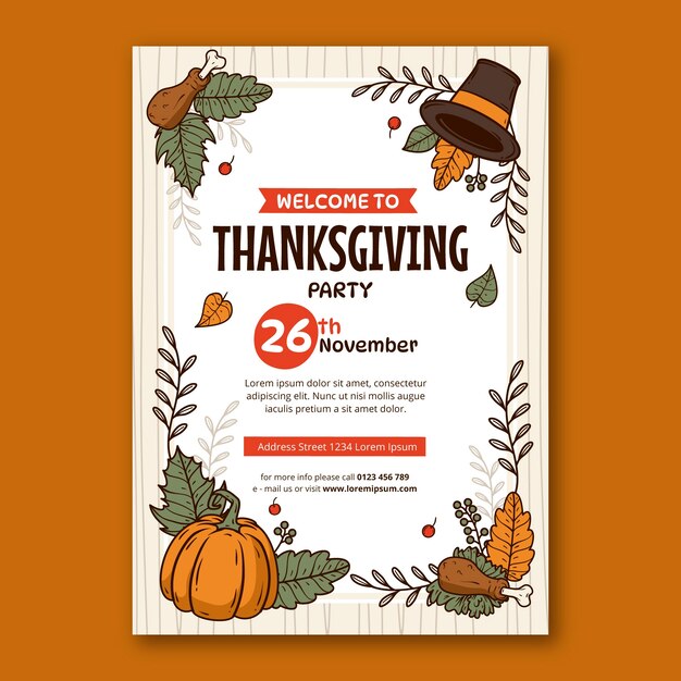 Hand drawn thanksgiving celebration invitation template