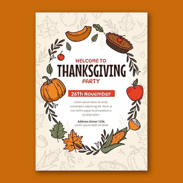 Hand drawn thanksgiving celebration invitation template