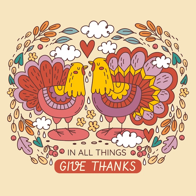 Free Vector hand drawn thanksgiving illustration