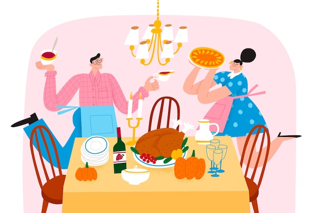 Free Vector hand drawn thanksgiving illustration