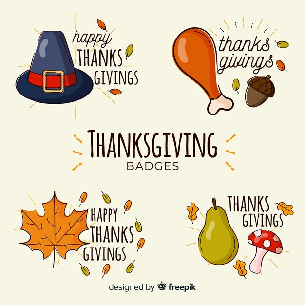 Hand drawn thanksgiving label collection