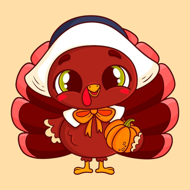 Free vector hand drawn thanksgiving turkey character illustration