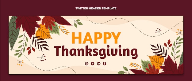 Hand drawn thanksgiving twitter cover template