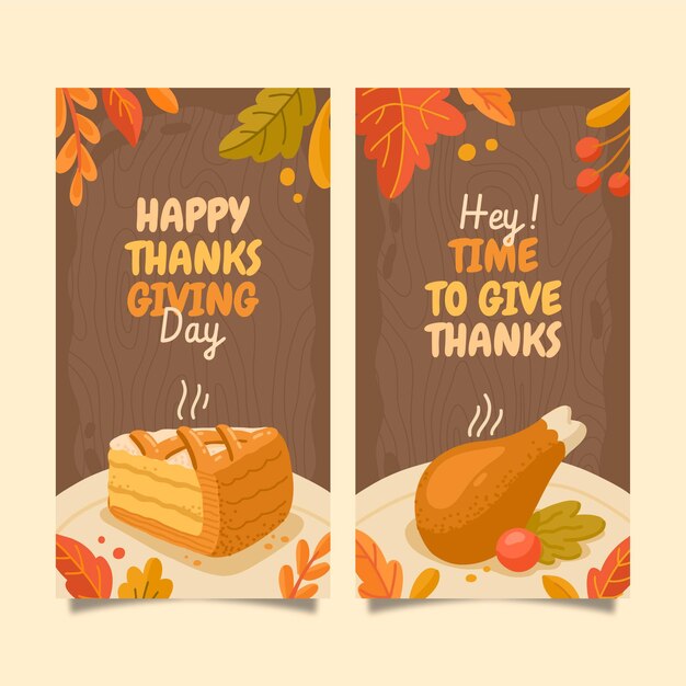 Hand drawn thanksgiving vertical banners set