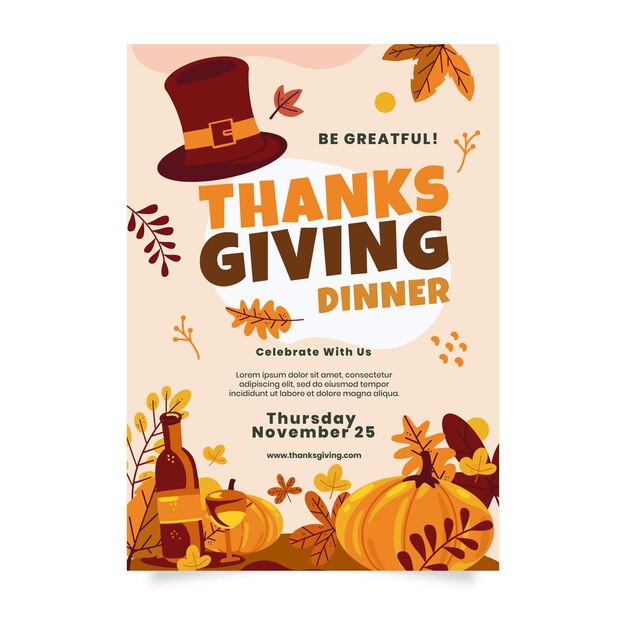 Hand drawn thanksgiving vertical poster template