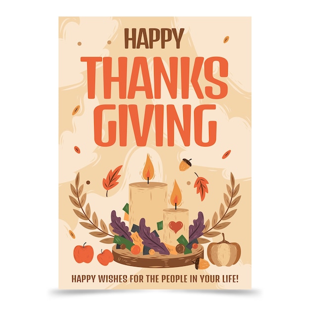 Free vector hand drawn thanksgiving vertical poster template