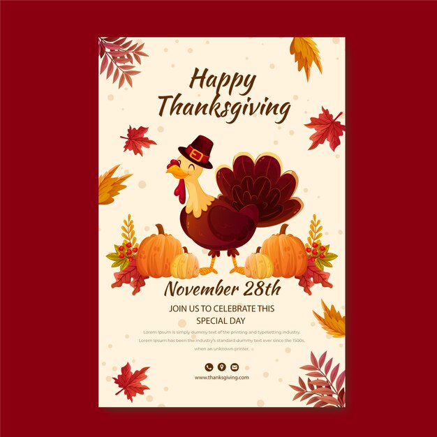 Hand drawn thanksgiving vertical poster template