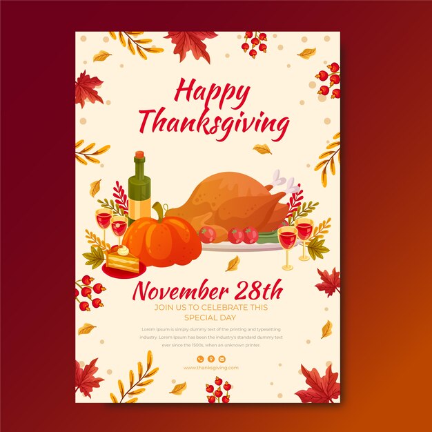 Hand drawn thanksgiving vertical poster template