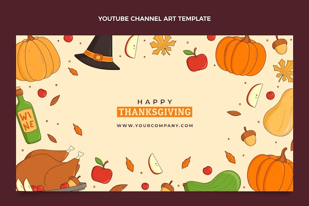 Hand drawn thanksgiving youtube channel art