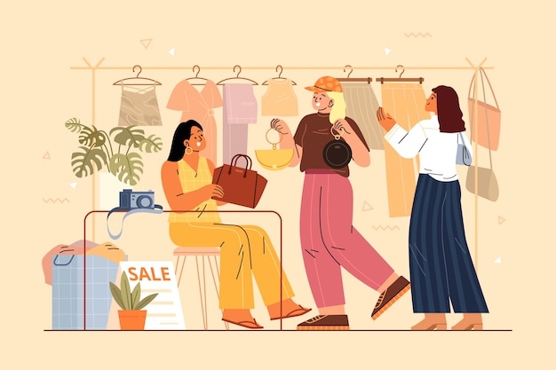 Free Vector hand drawn thrift store illustration