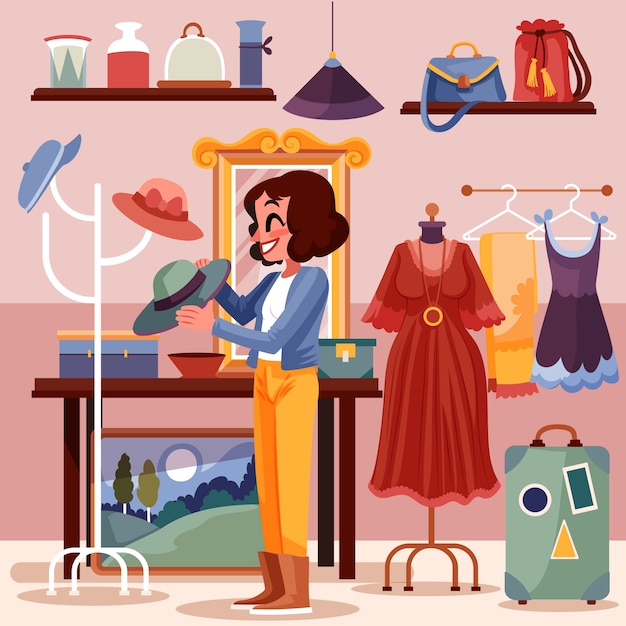 Free vector hand drawn thrift store illustration