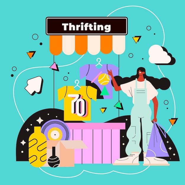 Free Vector hand drawn thrift store illustration