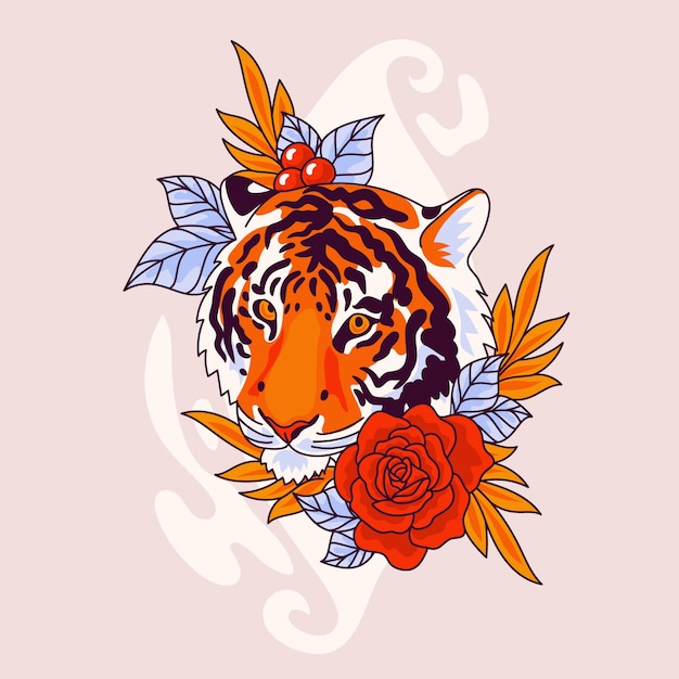 Free vector hand drawn  tiger face illustration