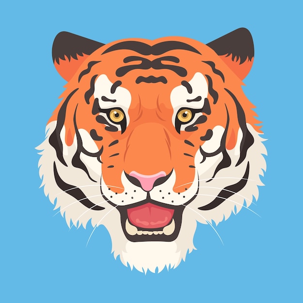 Hand drawn tiger face illustration