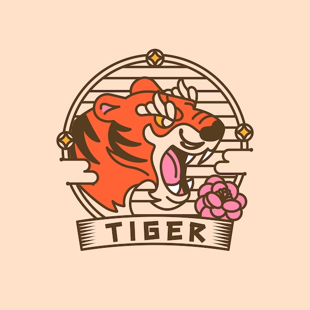 Free Vector hand drawn tiger logo design