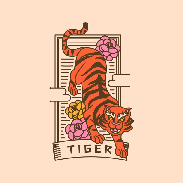 Hand drawn tiger logo design