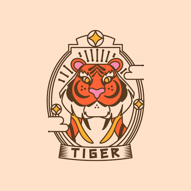 Free Vector hand drawn tiger logo design