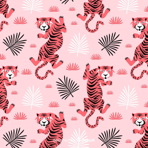 Hand drawn tiger pattern background