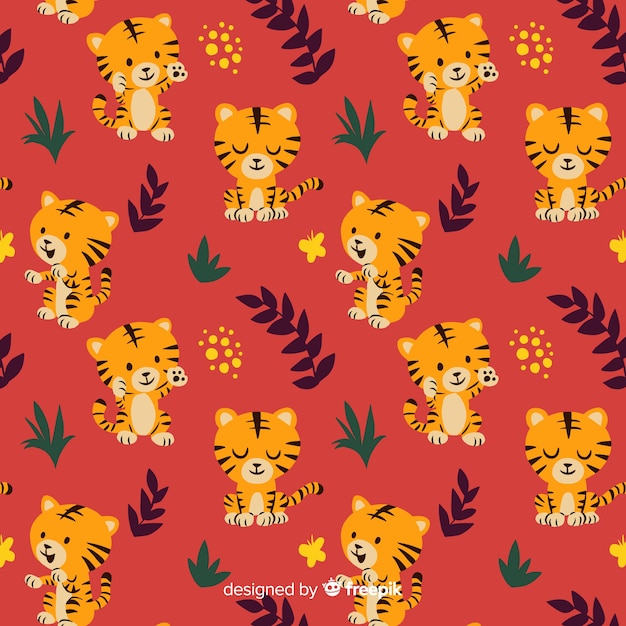 Free Vector hand drawn tiger pattern background