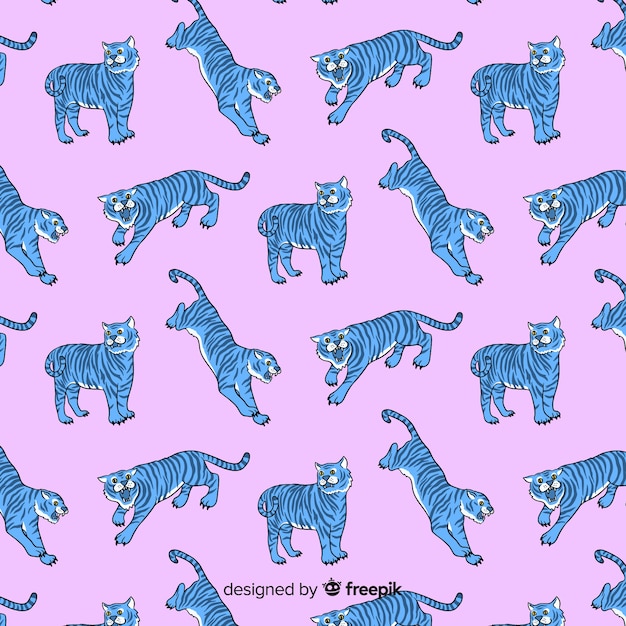 Free vector hand drawn tiger pattern background