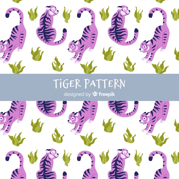 Free Vector hand drawn tiger pattern background