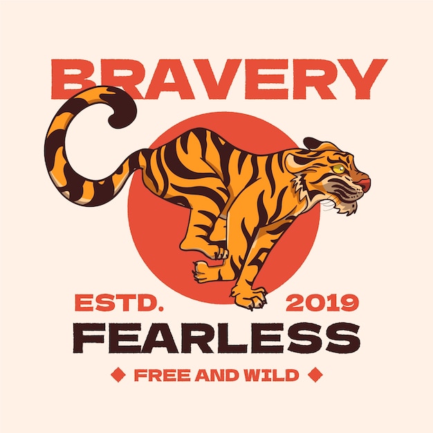 Free Vector hand drawn tigers with lettering illustration