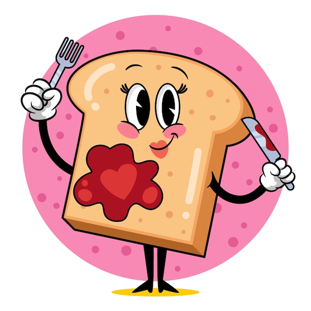 Hand drawn toast cartoon illustration