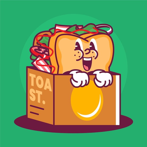 Free Vector hand drawn toast cartoon illustration