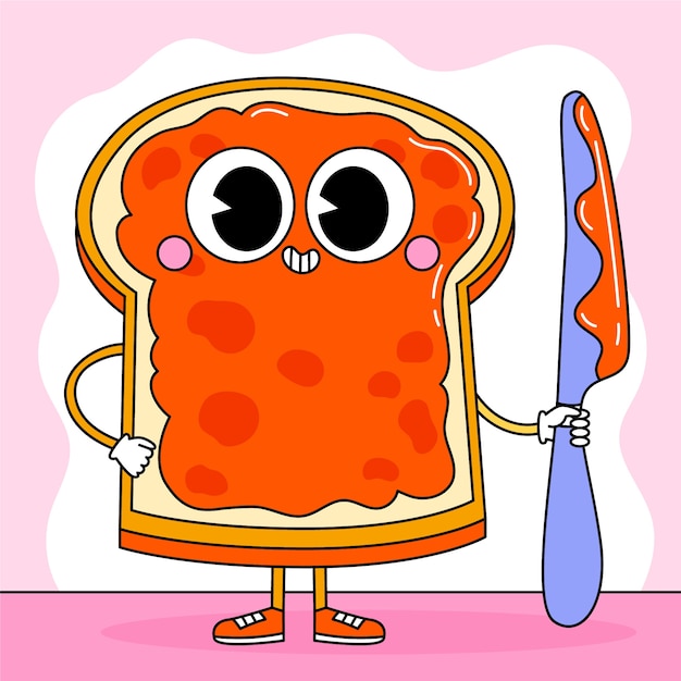 Free Vector hand drawn toast cartoon illustration