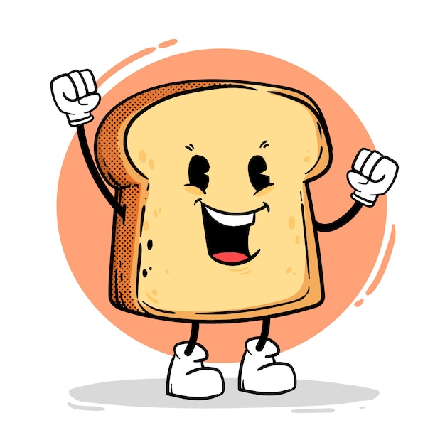 Free Vector hand drawn toast cartoon illustration