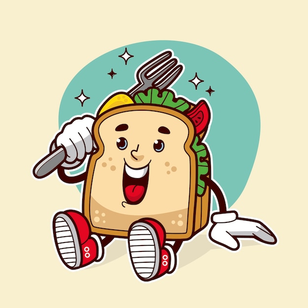 Free vector hand drawn toast cartoon illustration