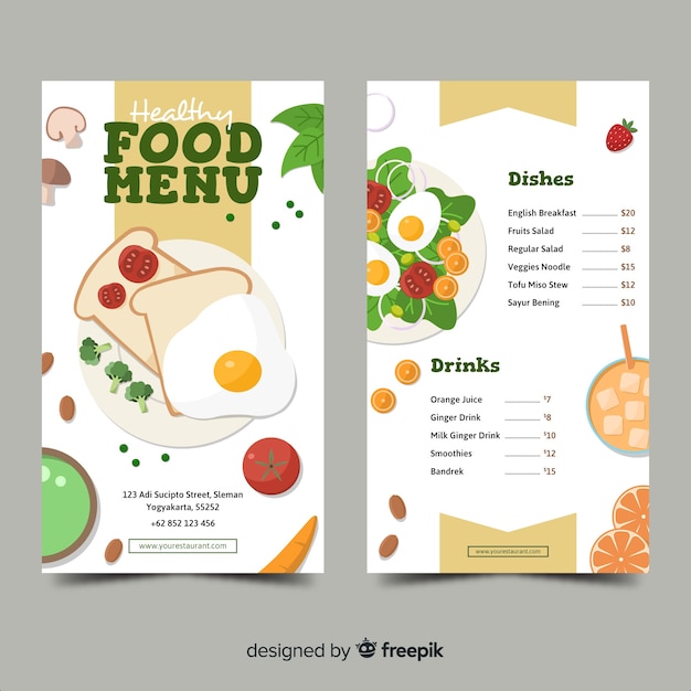 Hand drawn toast healthy menu template