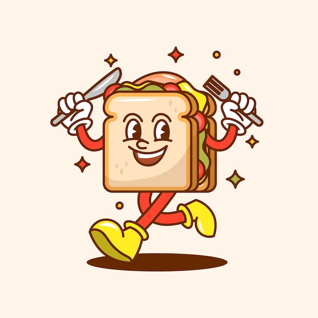 Free Vector hand drawn toast sandwich cartoon illustration