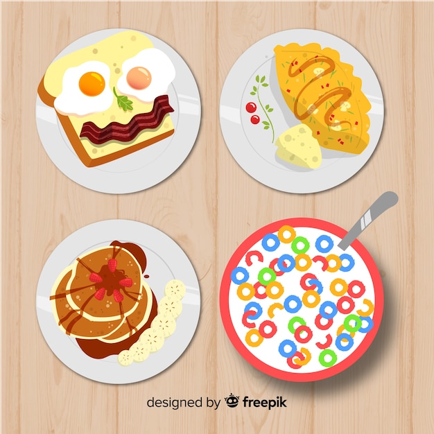 Free Vector hand drawn top view breakfast