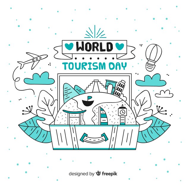 Hand drawn tourism day background