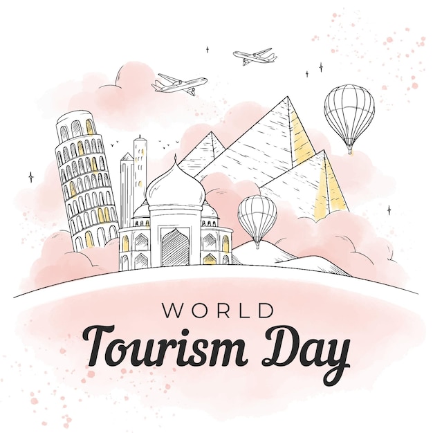 Free Vector hand drawn tourism day