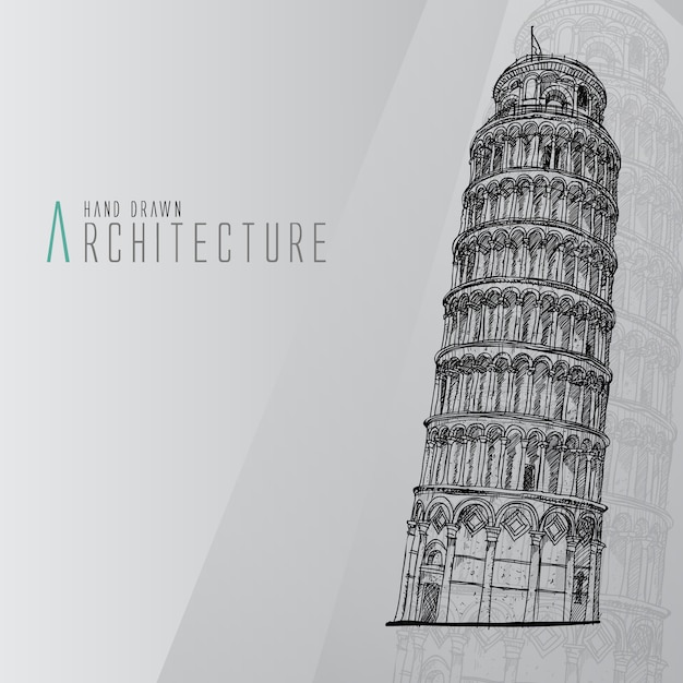 Free Vector hand drawn tower of pisa